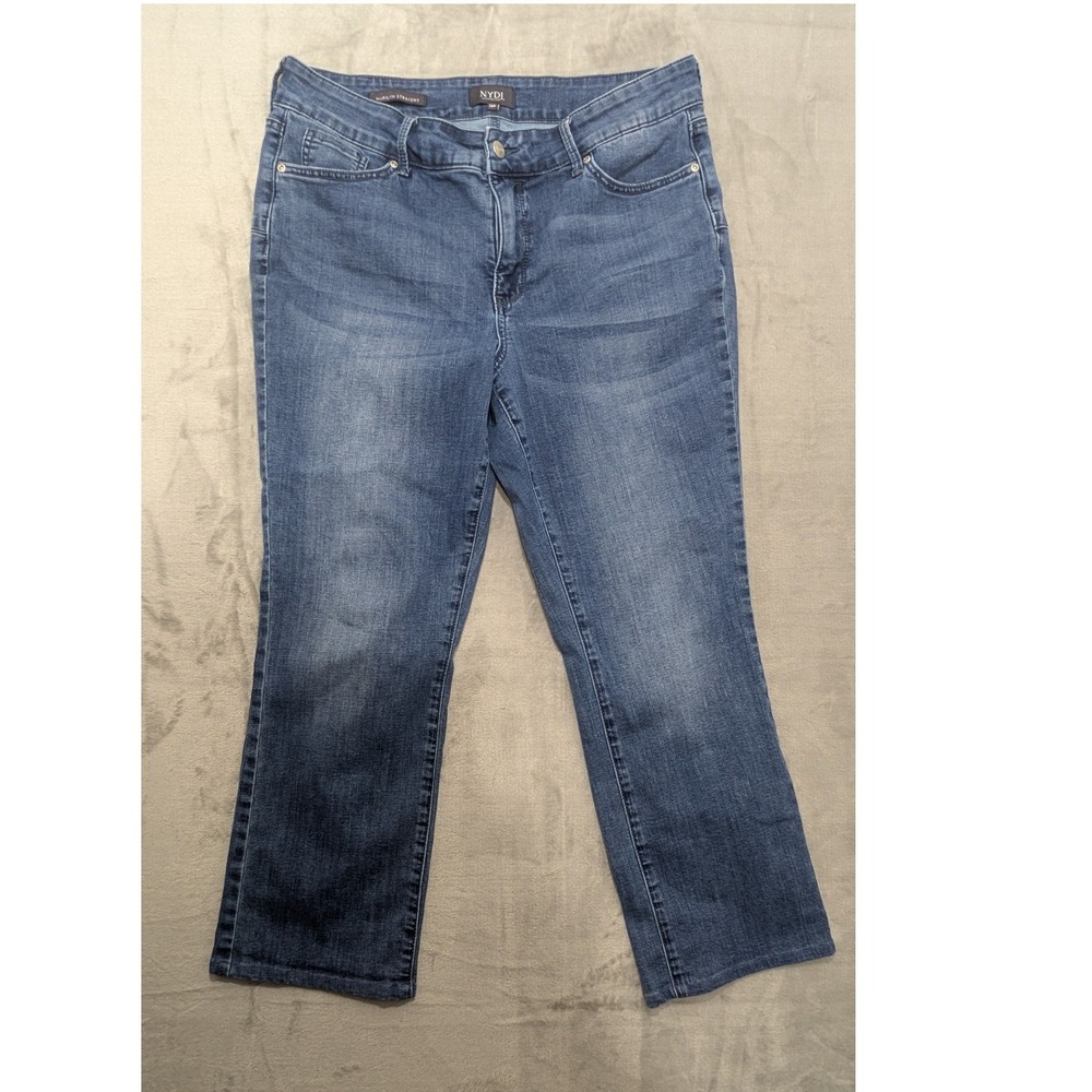 NYDJ‎ Marilyn Straight Jeans Women 14P Blue Lift Tuck Cool Embrace